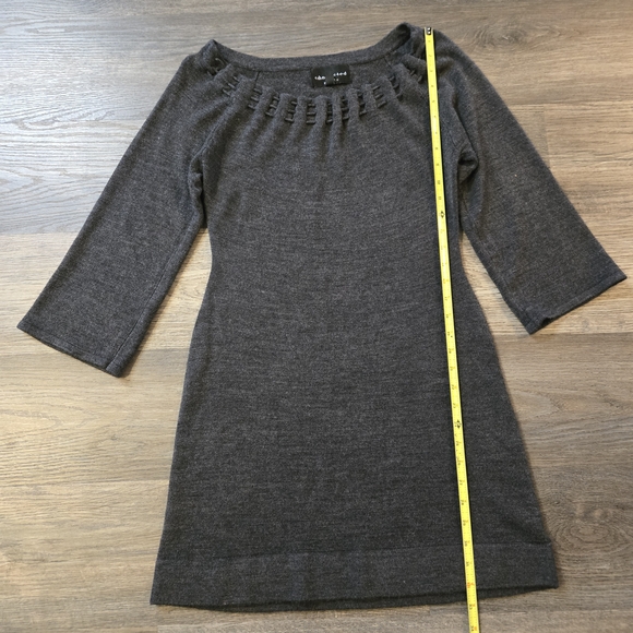 Connected Apparel Charcoal Grey Knit Sheath Dress - Size Medium Petite (MP) - Picture 3 of 5